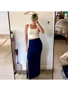 AMERICAN VINTAGE NAVY BLUE MAXI SKIRT WOMENS 2P